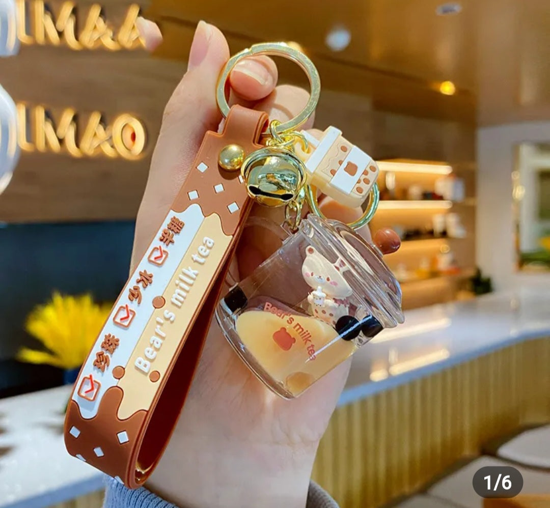 Milk Tea Bear Key Chain