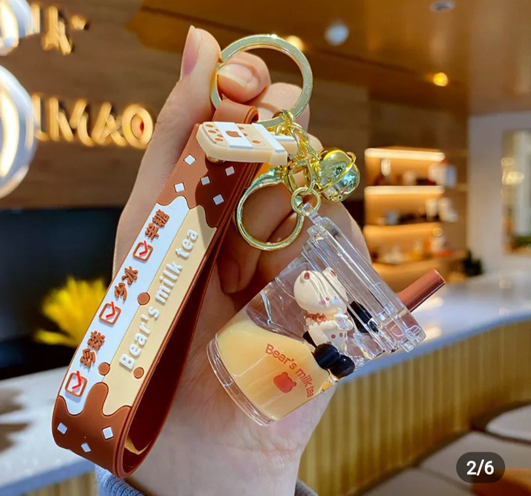Milk Tea Bear Key Chain
