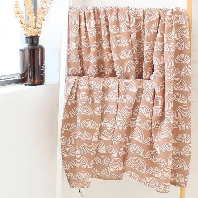 Bamboo Muslin Blanket - Pink Rainbow
