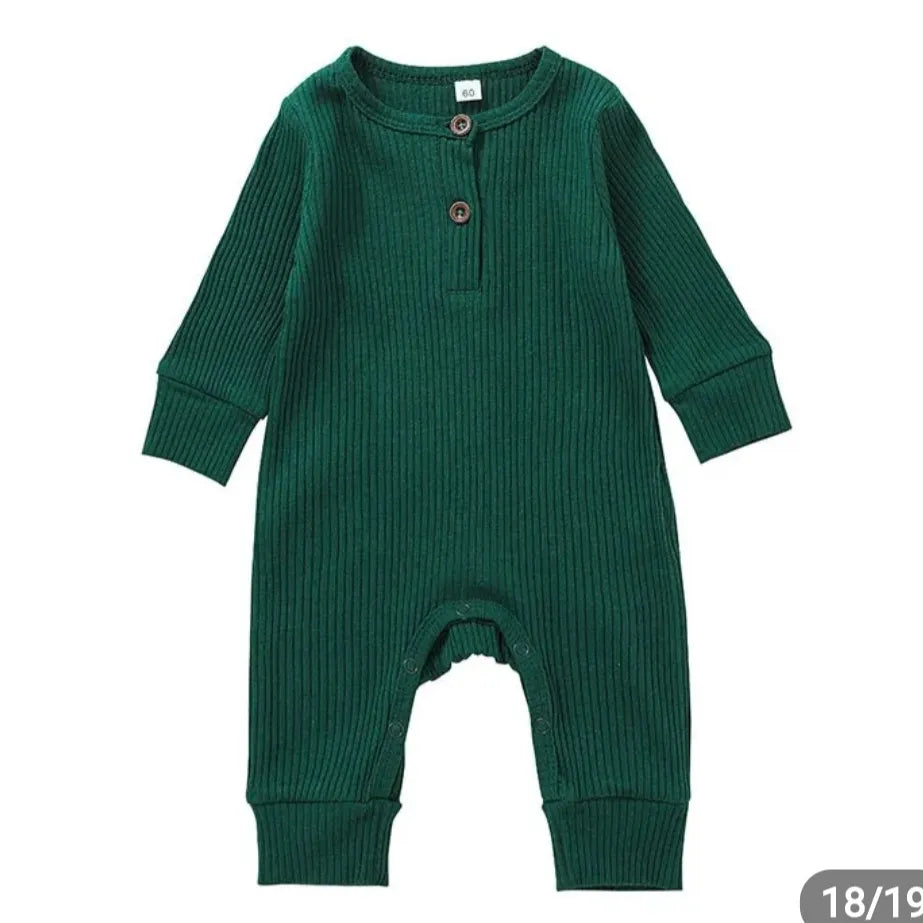Ribbed Baby Romper - Forrest Green