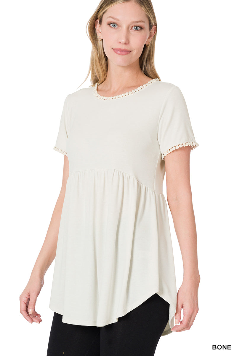 Short Sleeve Waist Shirring Top