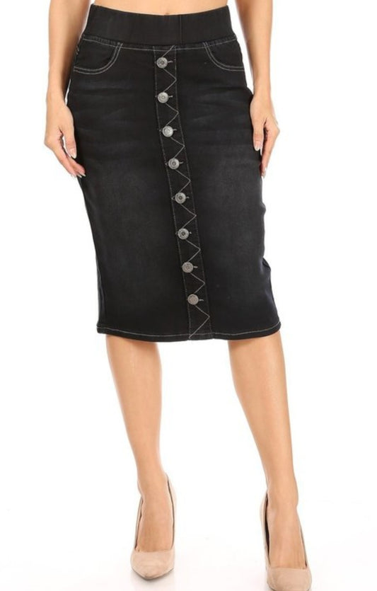 Denim Skirt ( Black Wash)