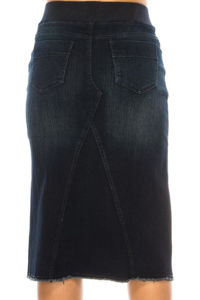 Ribbed Denim Skirt