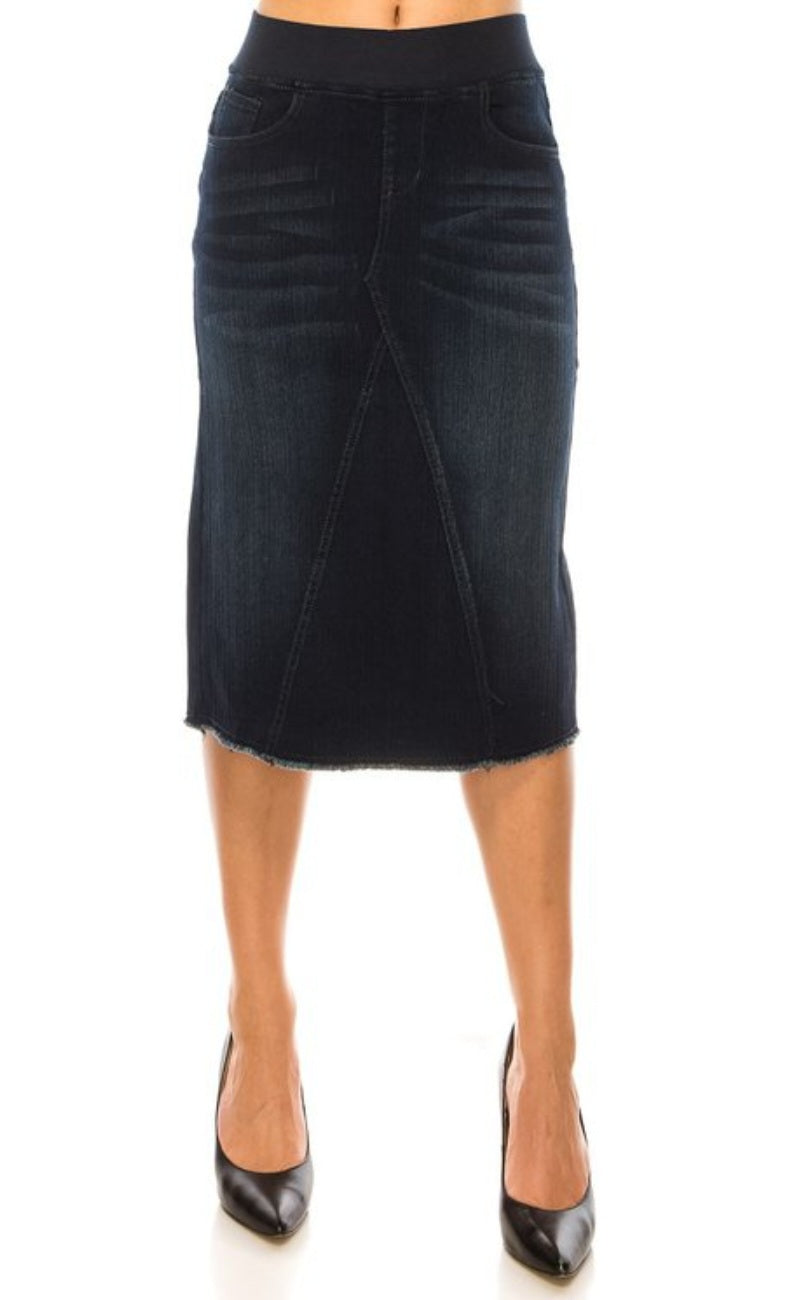 Ribbed Denim Skirt