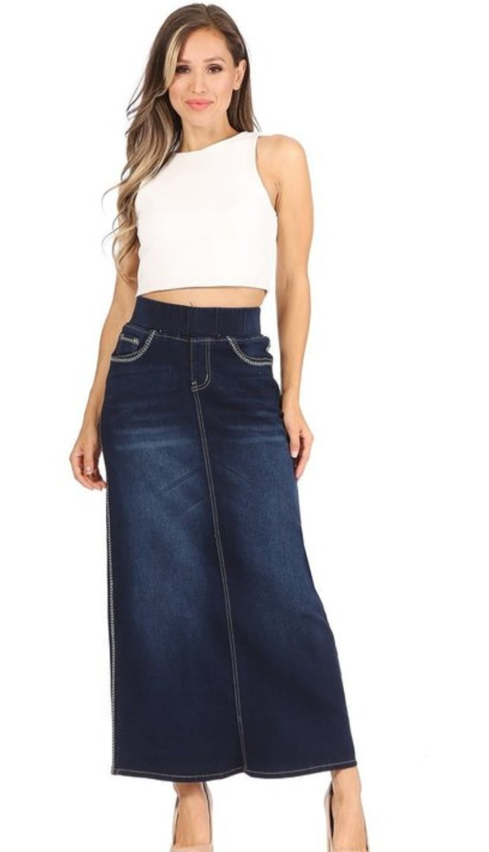 Denim Skirt ( Dark Long)