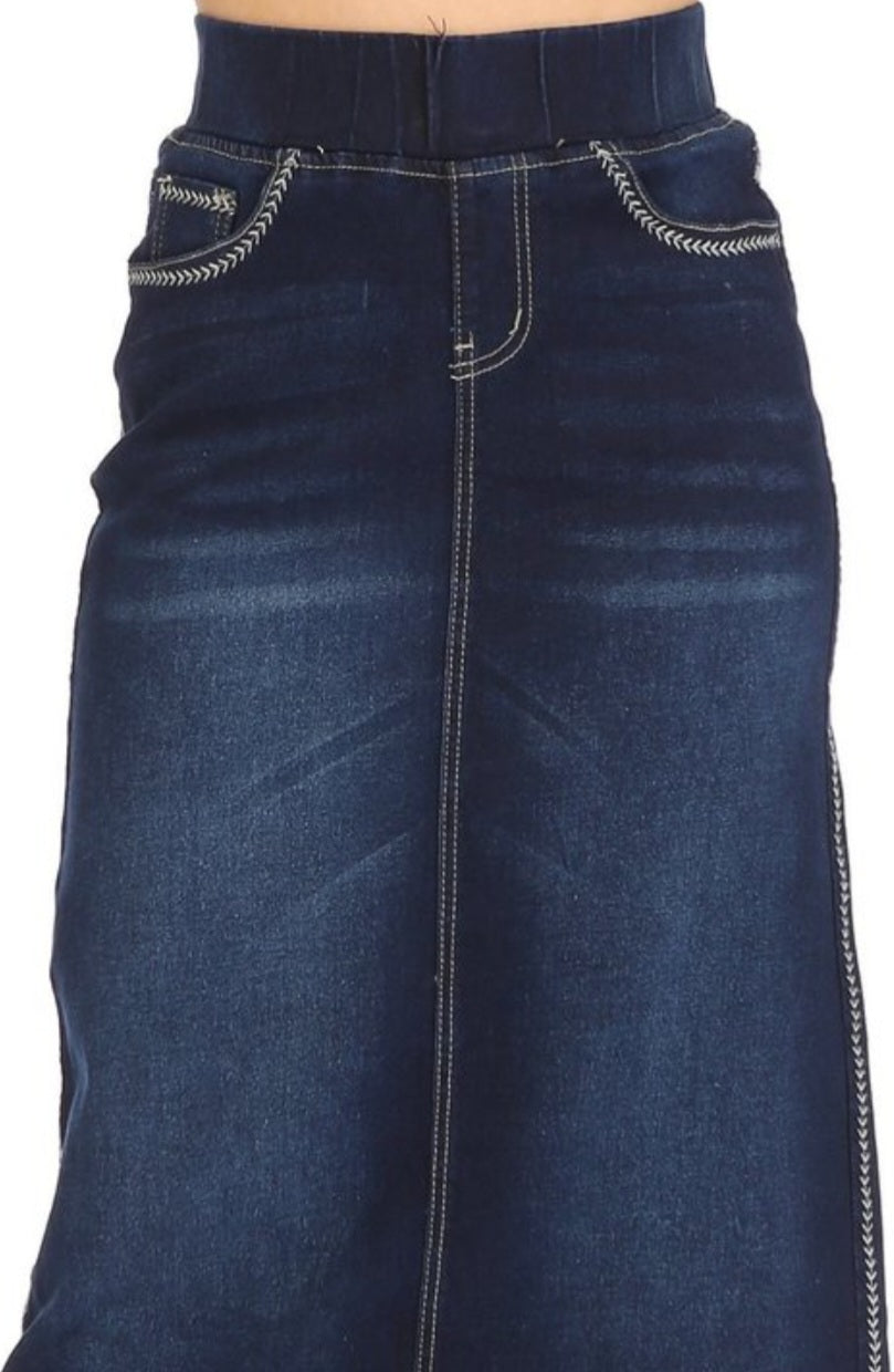 Denim Skirt ( Dark Long)