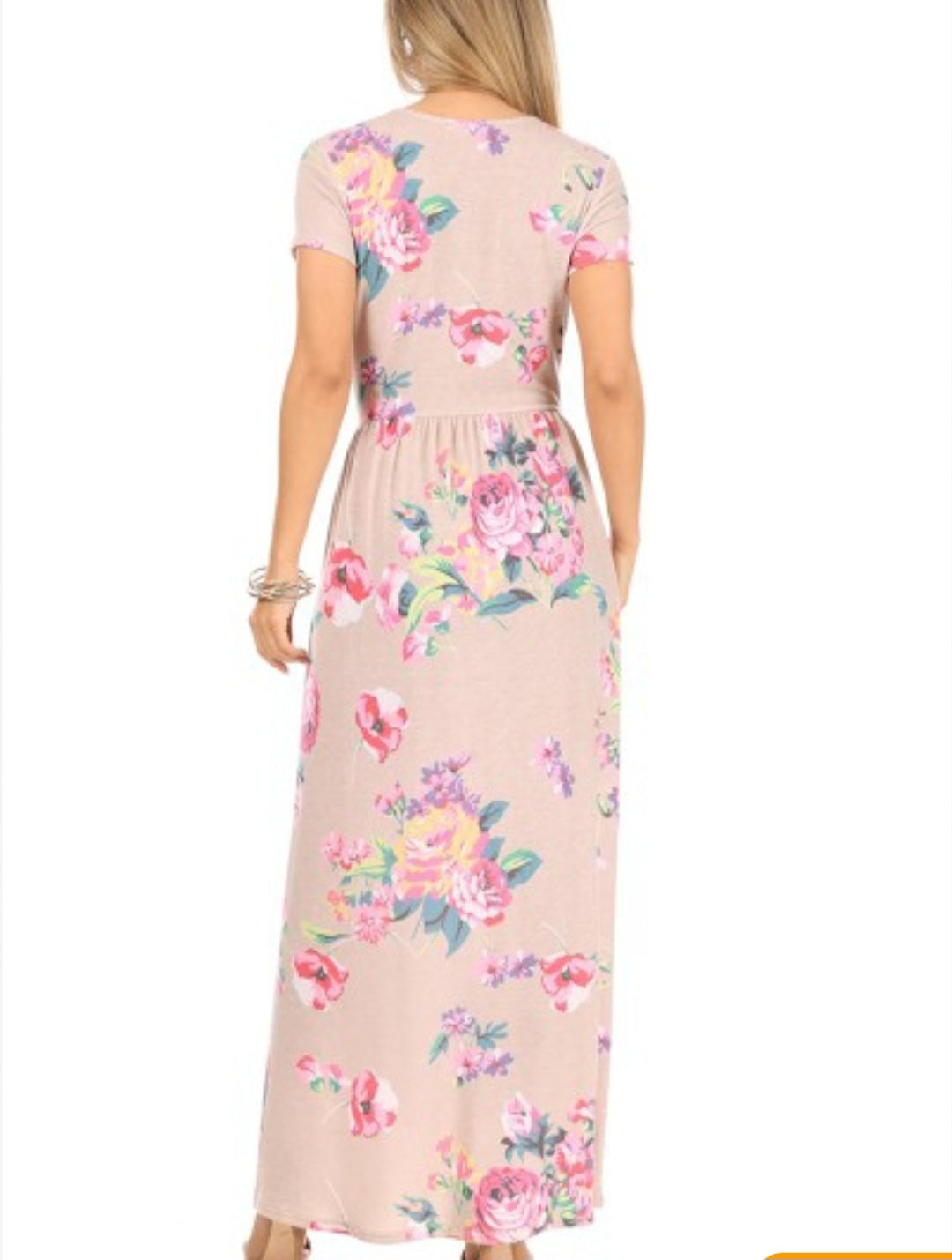 Taupe/Floral Maxi Dress