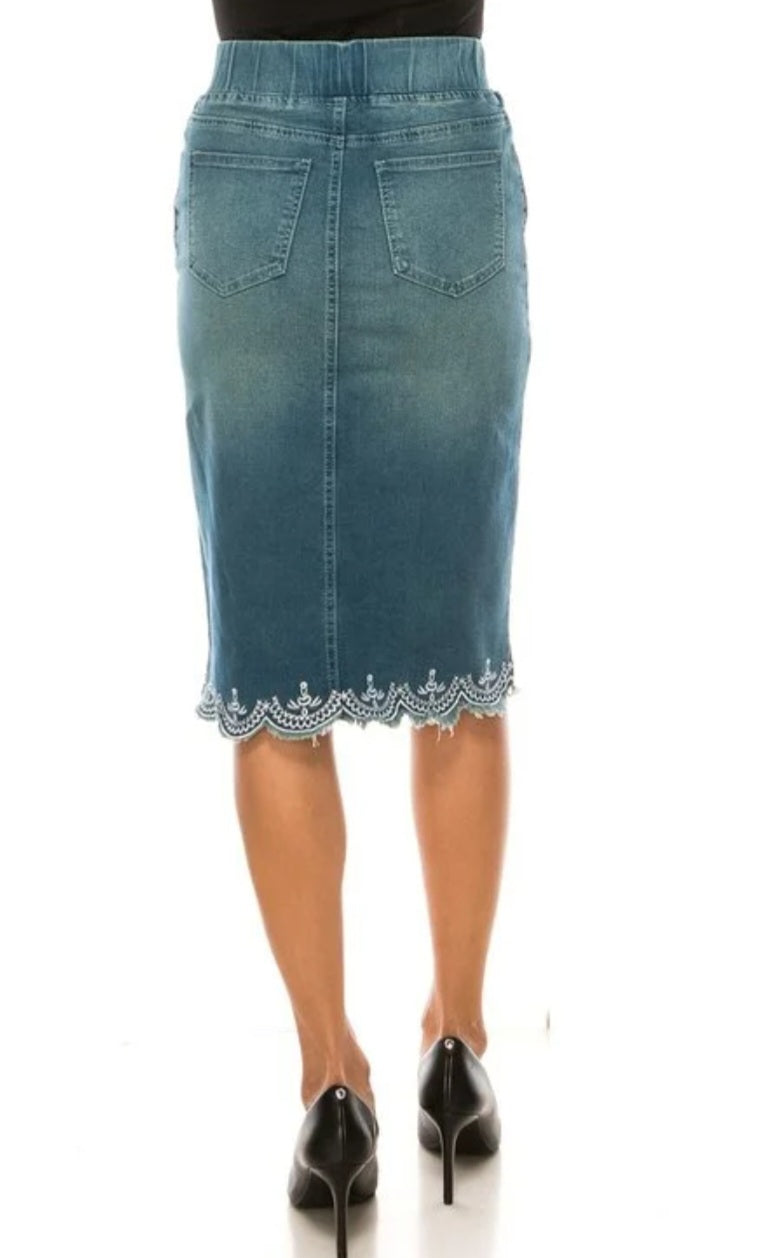 Lace Denim Skirt