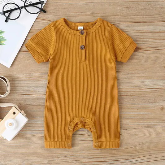 Summer Ribbed Baby Romper - Rust