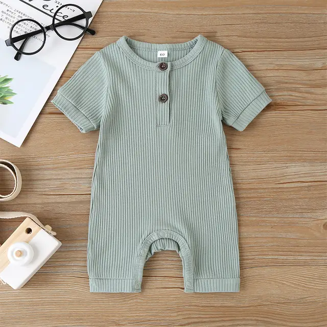 Summer Ribbed Baby Romper- Green