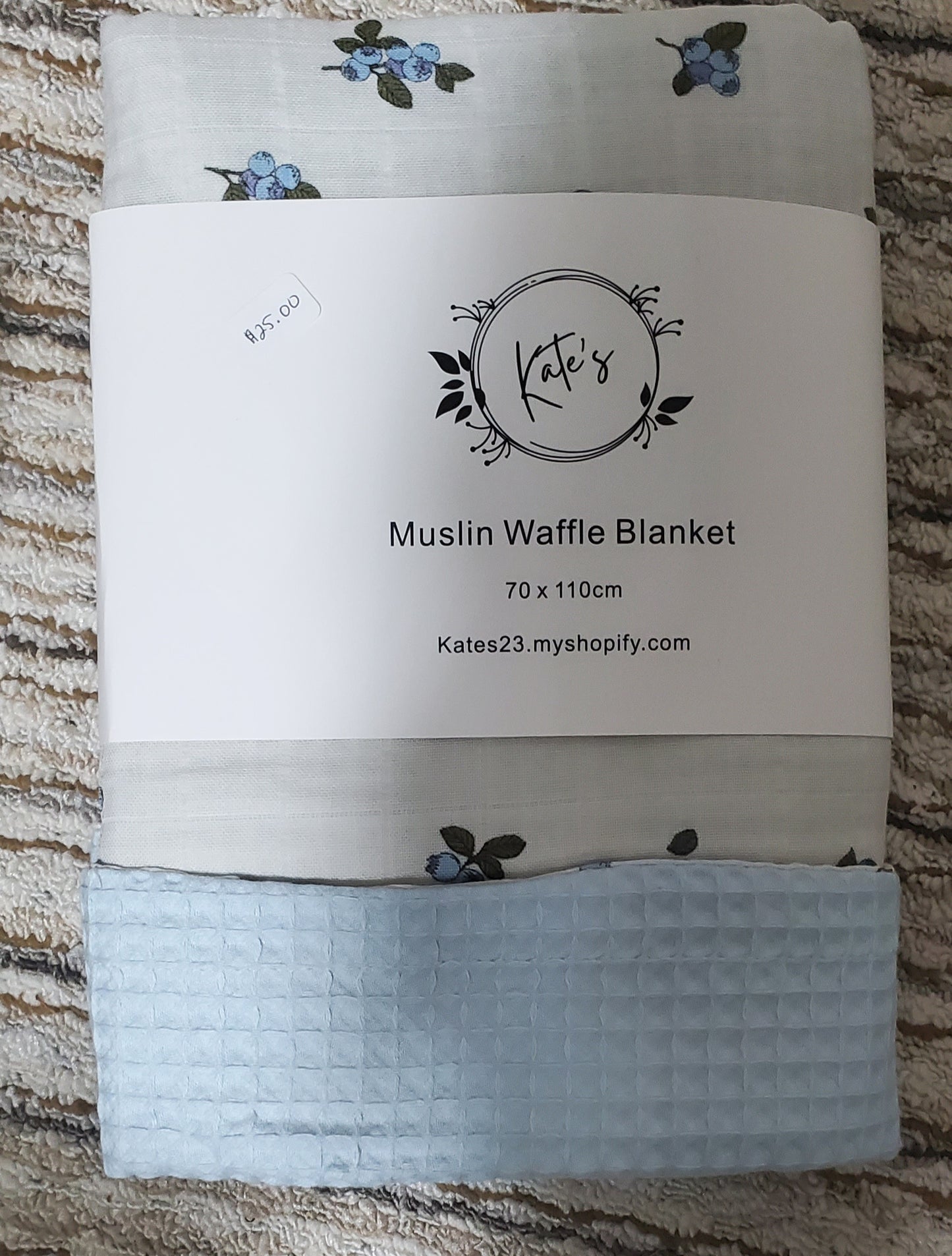 Waffle Double Sided Blanket/ Bamboo Cotton -Blue