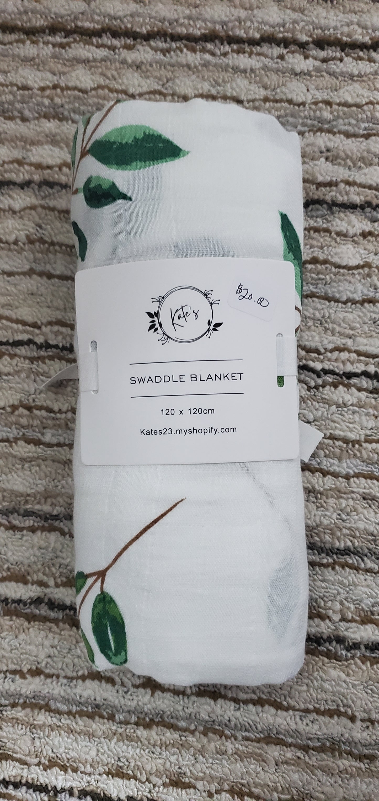 Bamboo Muslin Blanket- Green Leafs