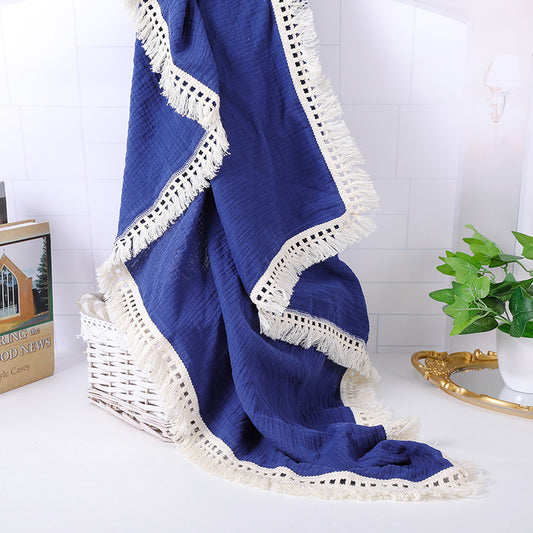 Fringe Blanket- Blue