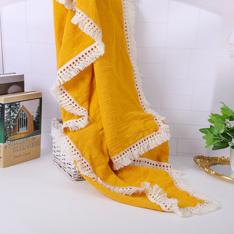 Fringe Blanket - Yellow