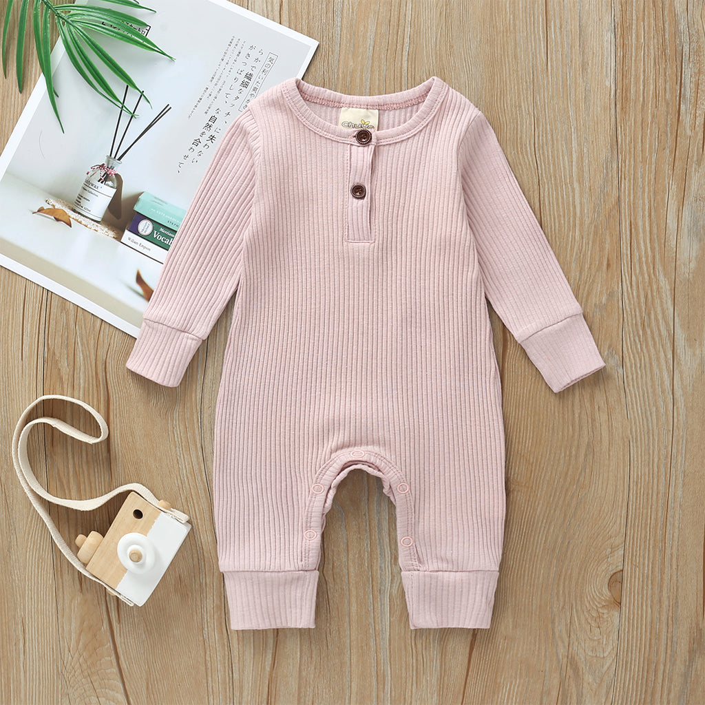 Ribbed Baby Romper - Pink