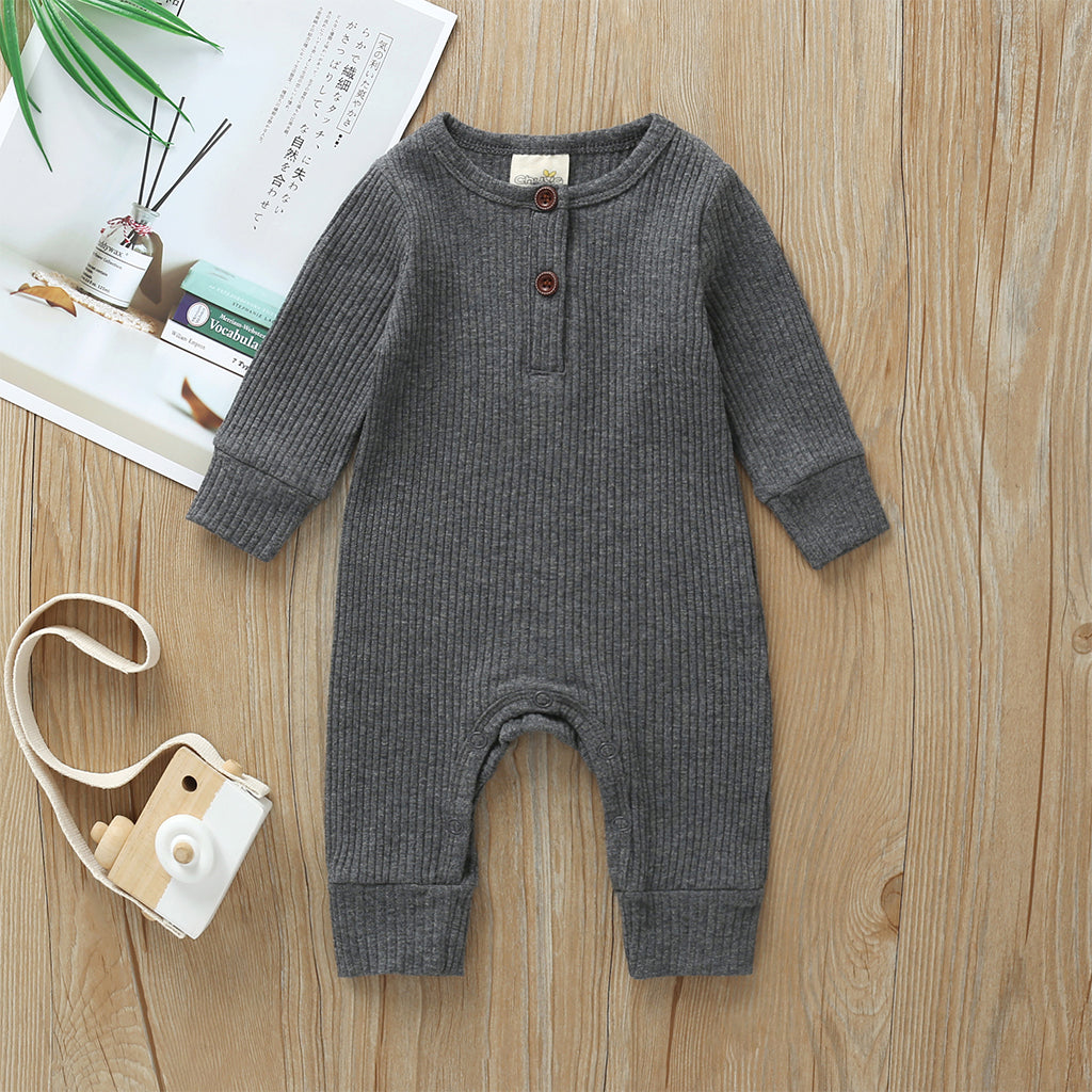 Ribbed Baby Romper - Gray