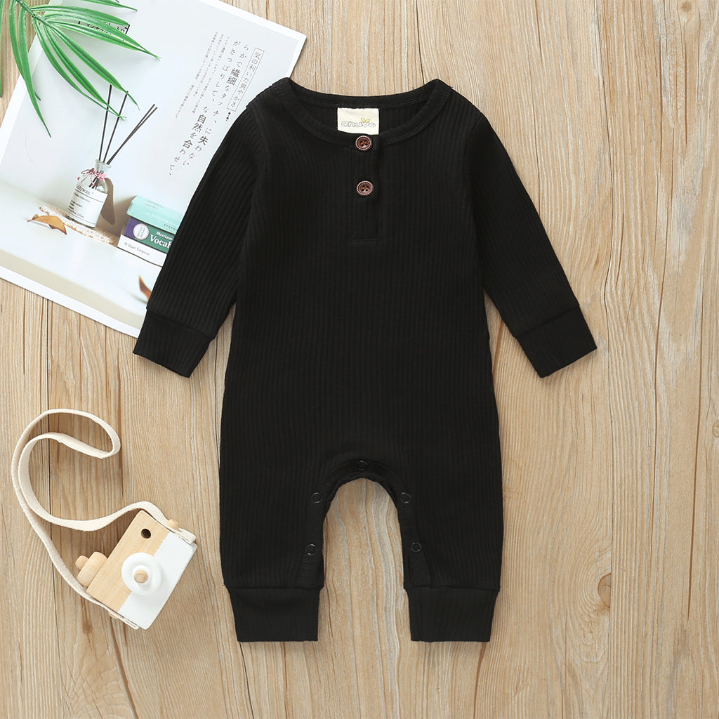 Ribbed Baby Romper - Black