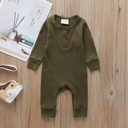 Ribbed Baby Romper - Olive