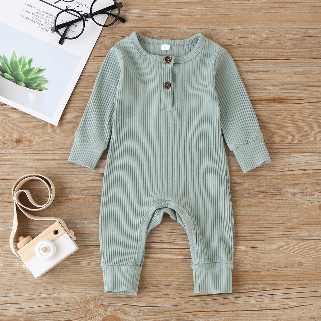 Ribbed Baby Romper- Green