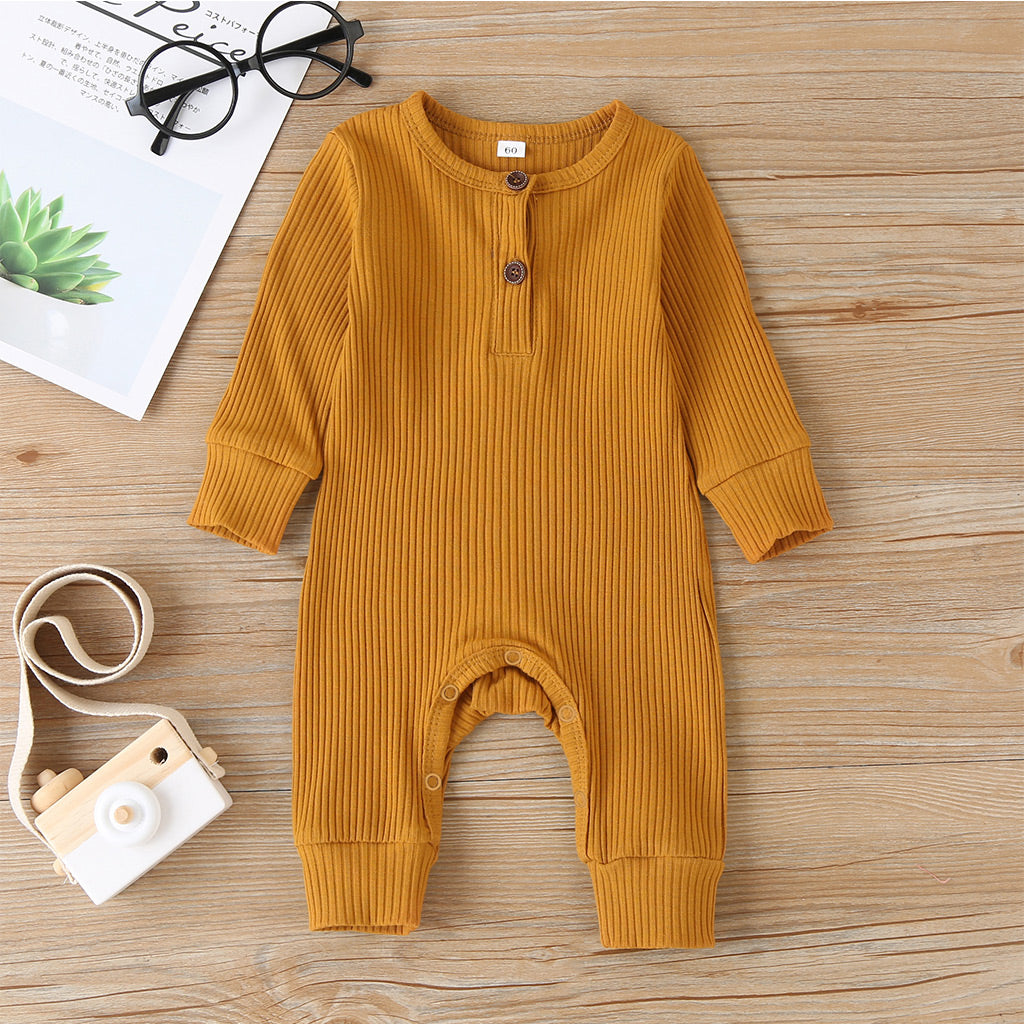 Ribbed Baby Romper - Rust