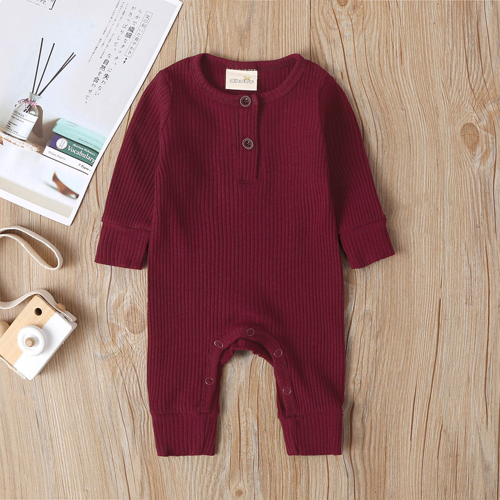 Ribbed Baby Romper - Wine