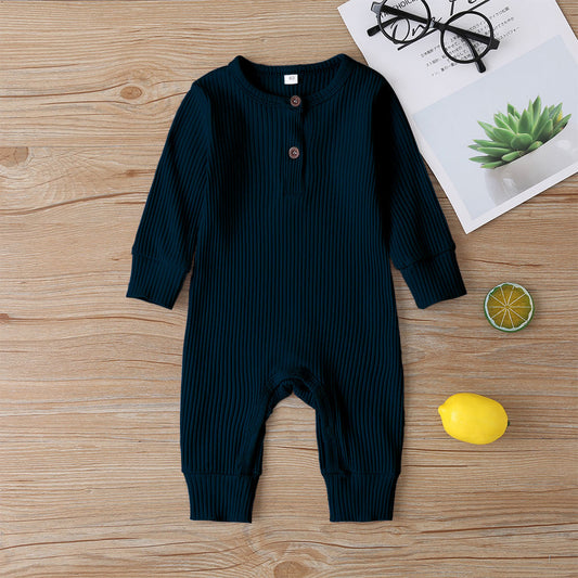 Ribbed Baby Romper - Navy