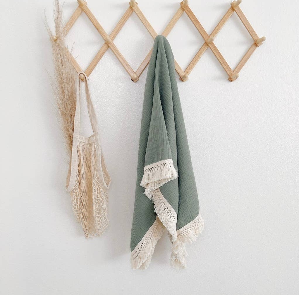 Fringe Blanket - Sage