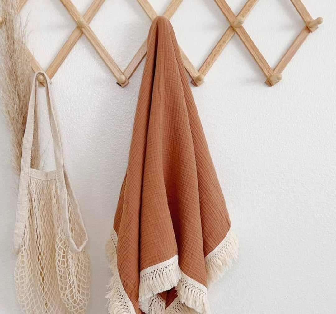 Fringe Blanket - Rust