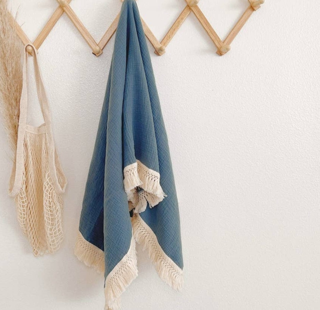 Fringe Blanket - Blue