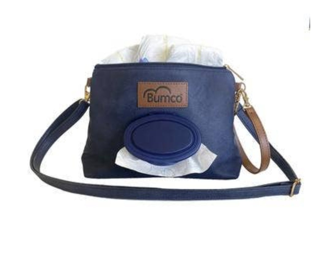 Diaper Clutch , Vegan Leather - Navy