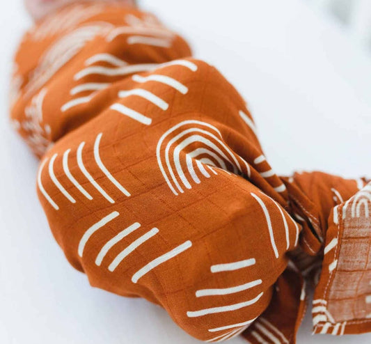 Bamboo Muslin Baby Swaddle Blanket - Boho Burnt Orange