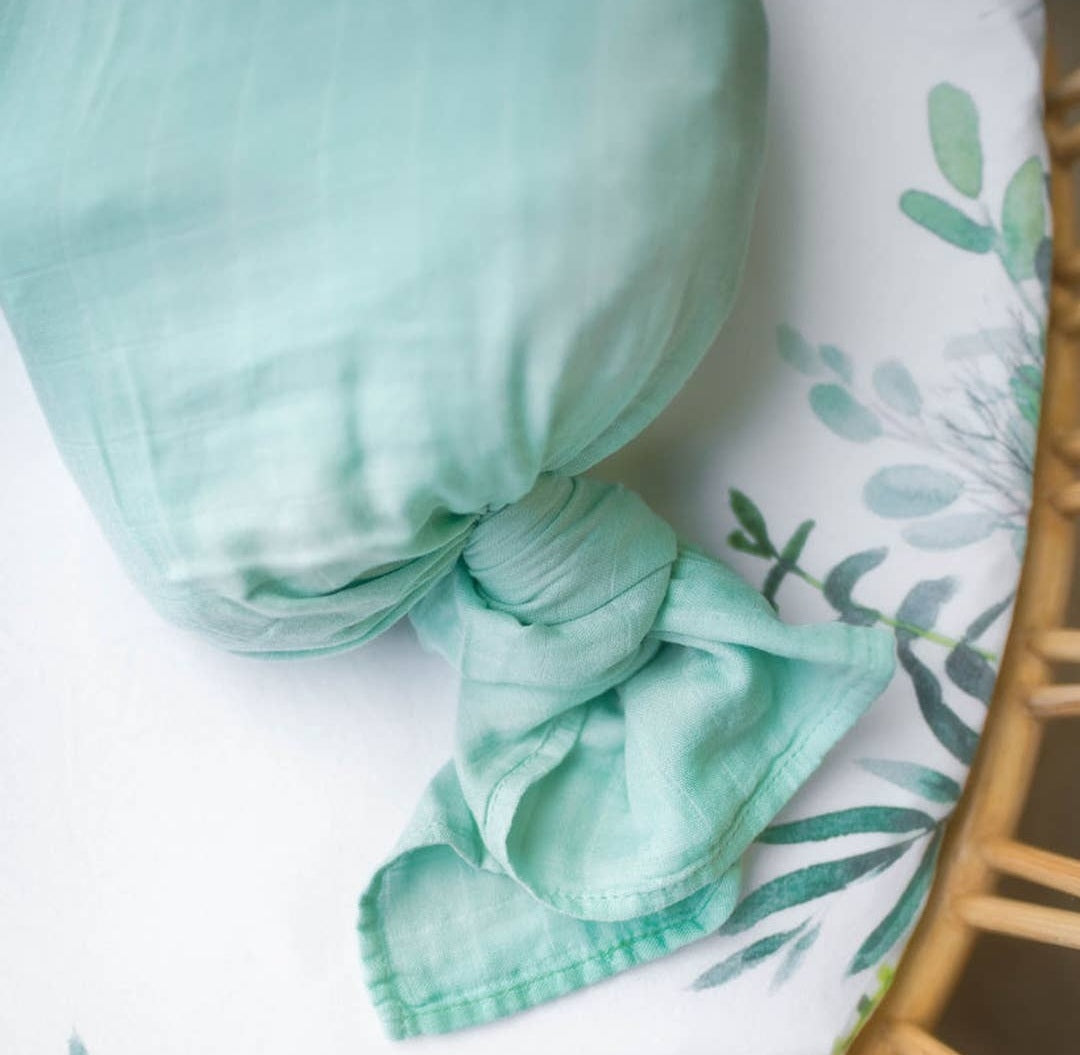 Bamboo Muslin Swaddle Blanket- Mint Green