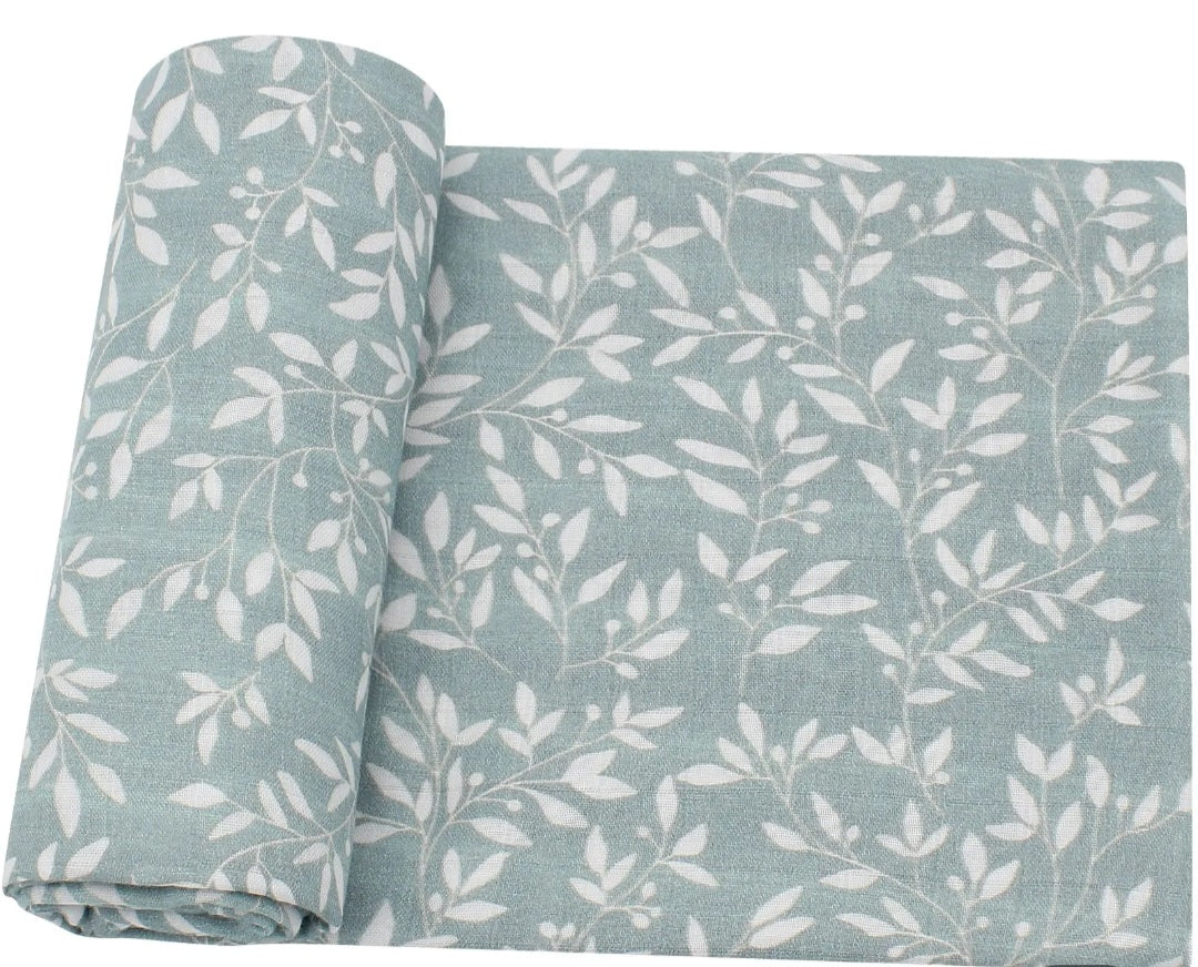 Bamboo Muslin Blanket - Sprig Leafy