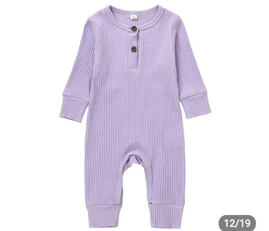 Ribbed Baby Romper- Lavender