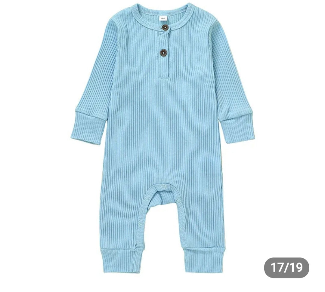 Ribbed Baby Romper - Blue