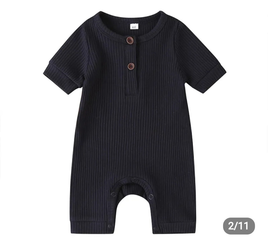 Summer Ribbed Baby Romper - Navy